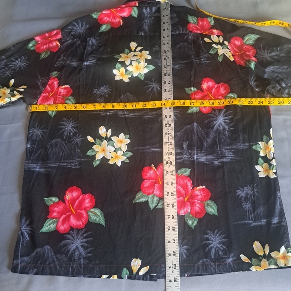 VINTAGE Tamare Hawaiian Shirt Dr Gonzo Black Floral Aloha Beach Large - Picture 6 of 10